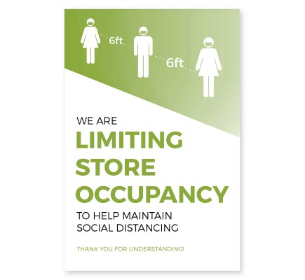 Store Occupancy Window Cling  6" x 4" Green Pack of 25 
